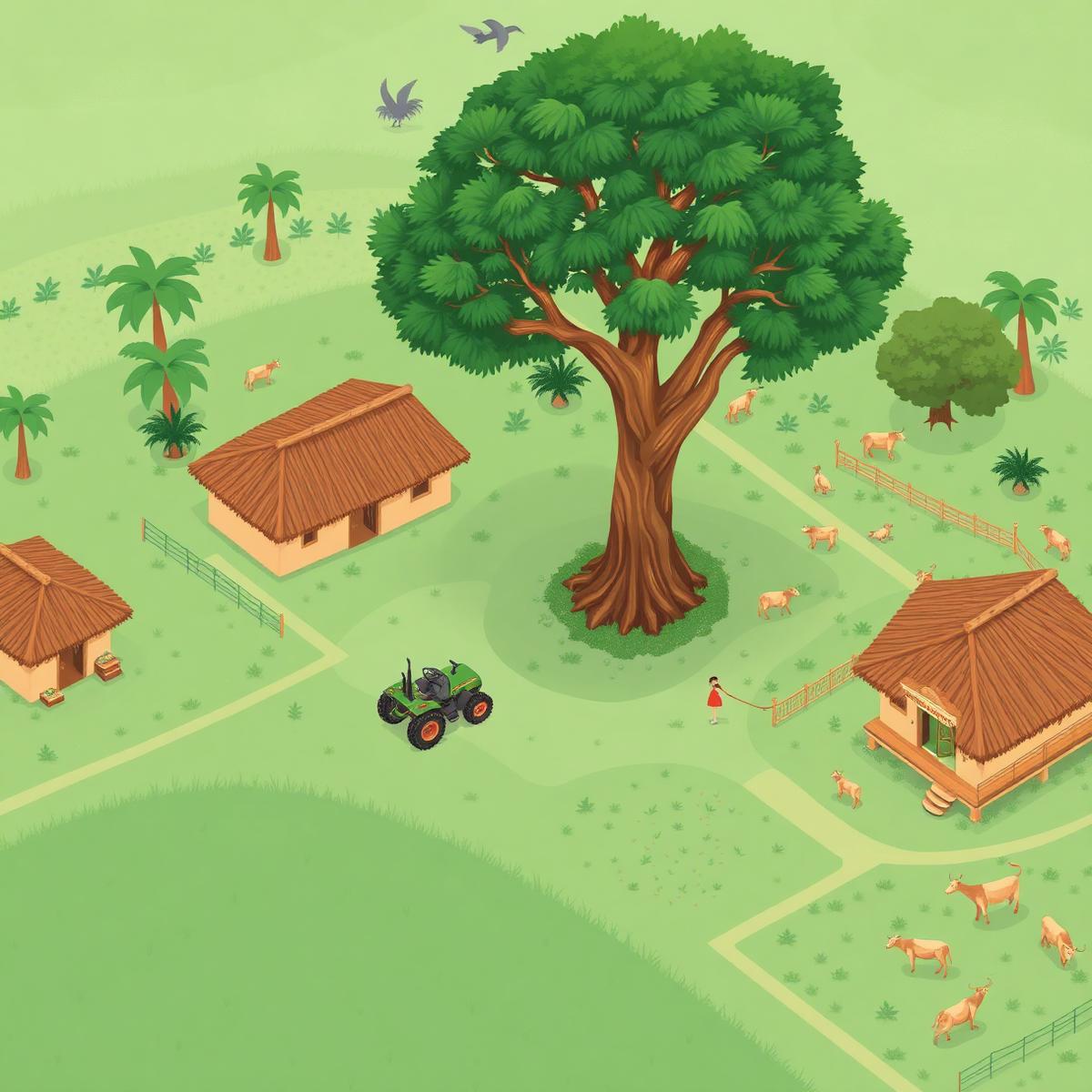 Illustrated village scene
